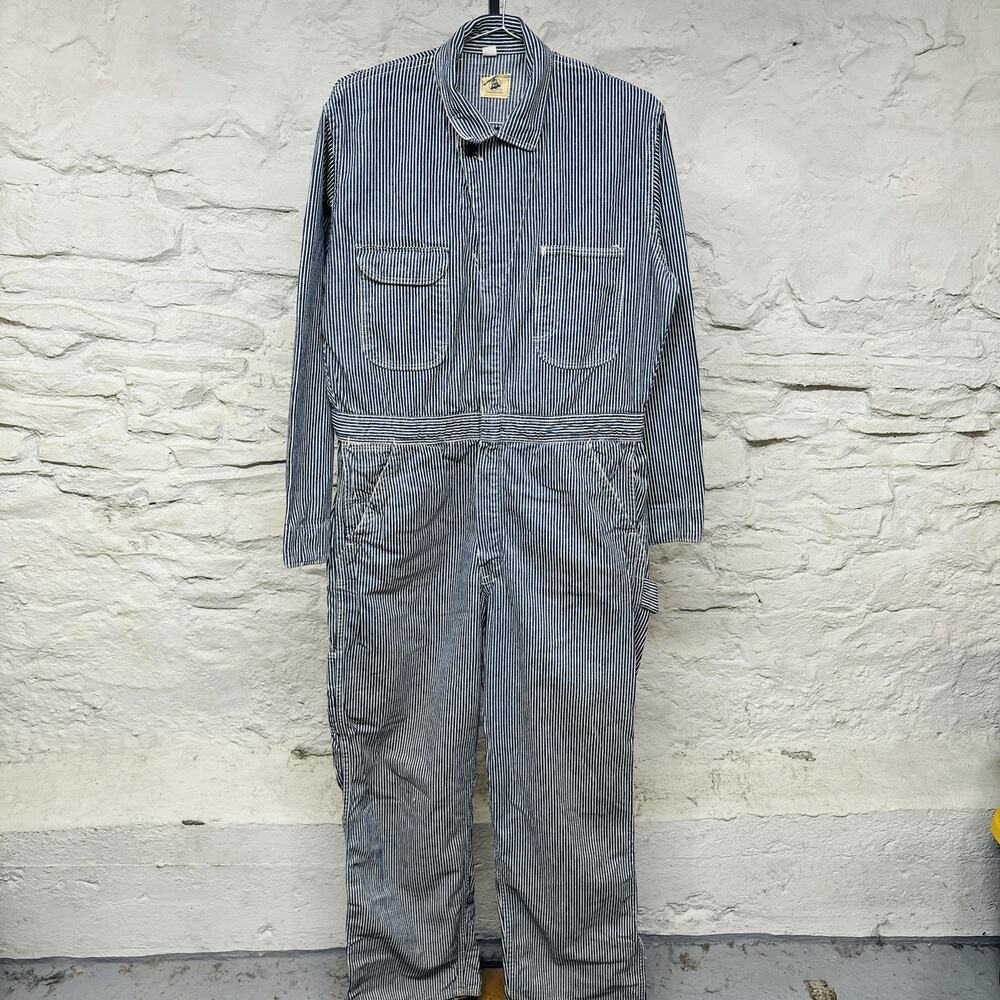 Vintage 50s 60s Blue Bell Sanforized Hickory Striped Denim Coveralls Rare USA